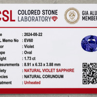 1.73 Ct. Violet Sapphire from Ceylon (Sri Lanka) Scan Report