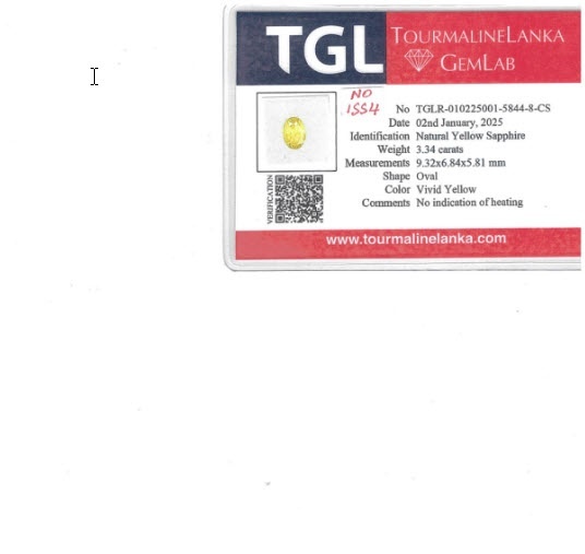 3.34 Ct. Yellow Sapphire from Ceylon (Sri Lanka)