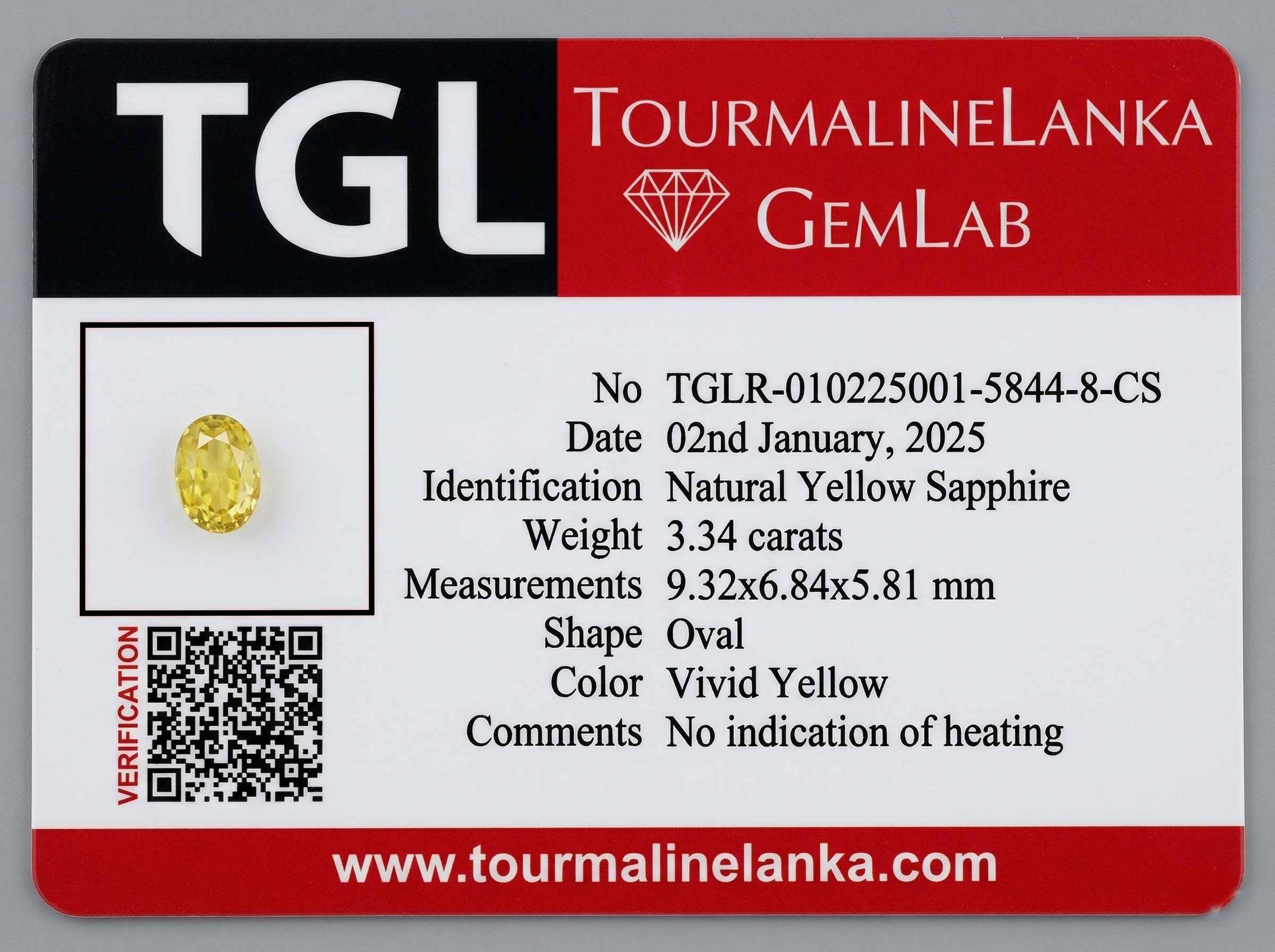 3.34 Ct. Yellow Sapphire from Ceylon (Sri Lanka)