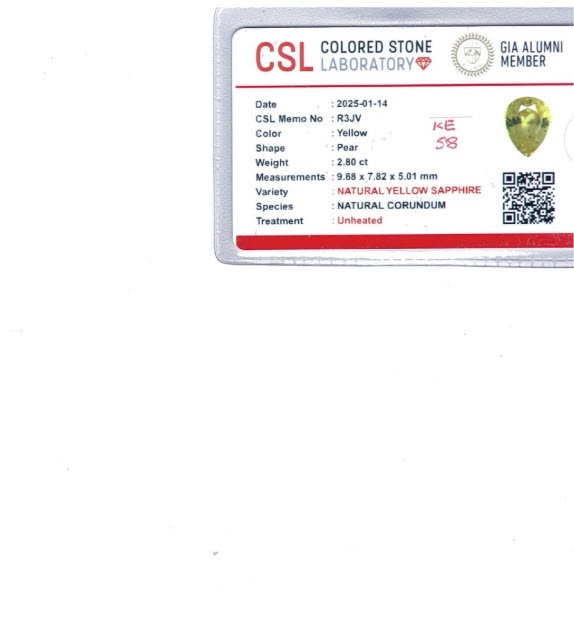 2.80 Ct. Yellow Sapphire from Ceylon (Sri Lanka)