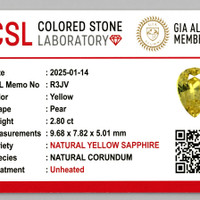 2.80 Ct. Yellow Sapphire from Ceylon (Sri Lanka) Scan Report