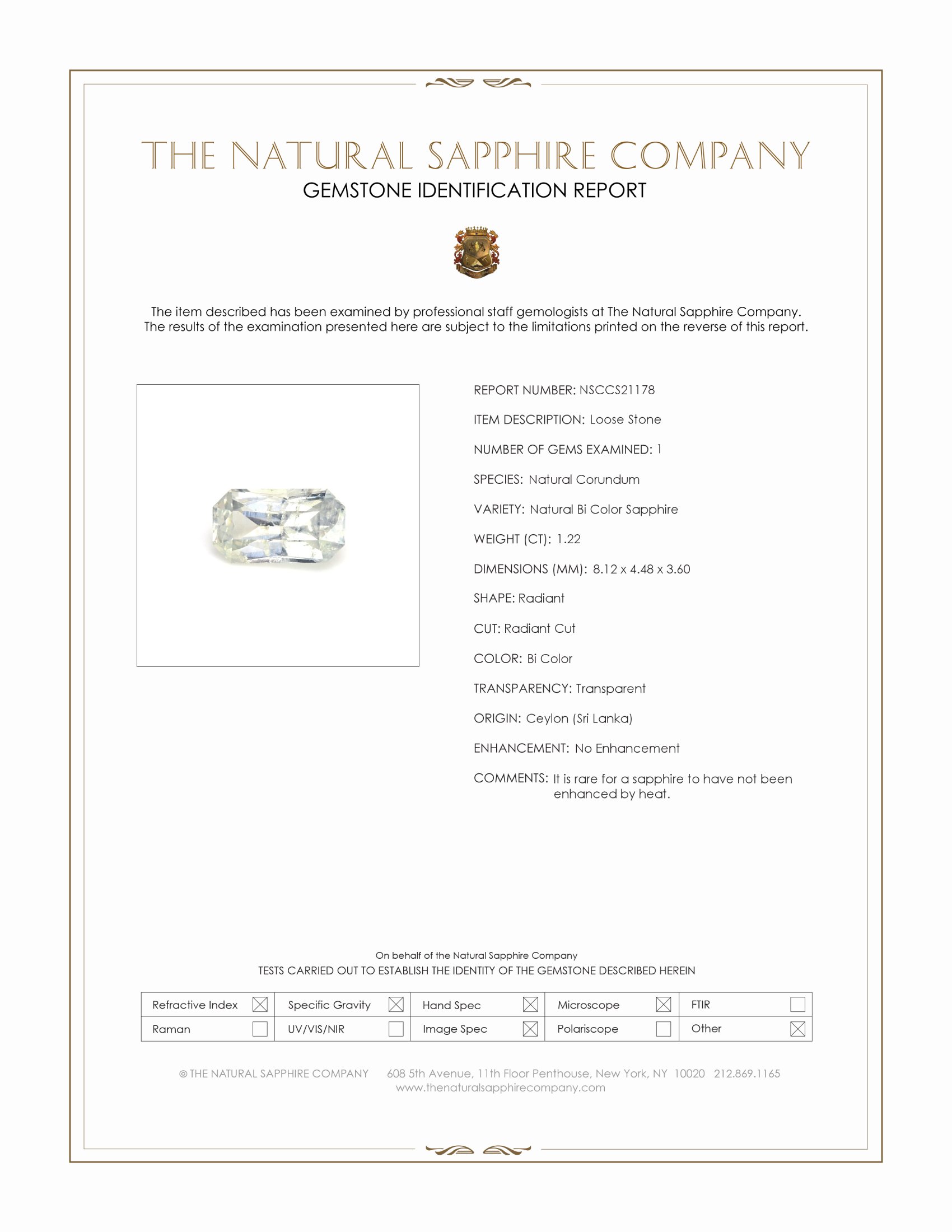 1.22 Ct. Bi Color Sapphire from Ceylon (Sri Lanka)