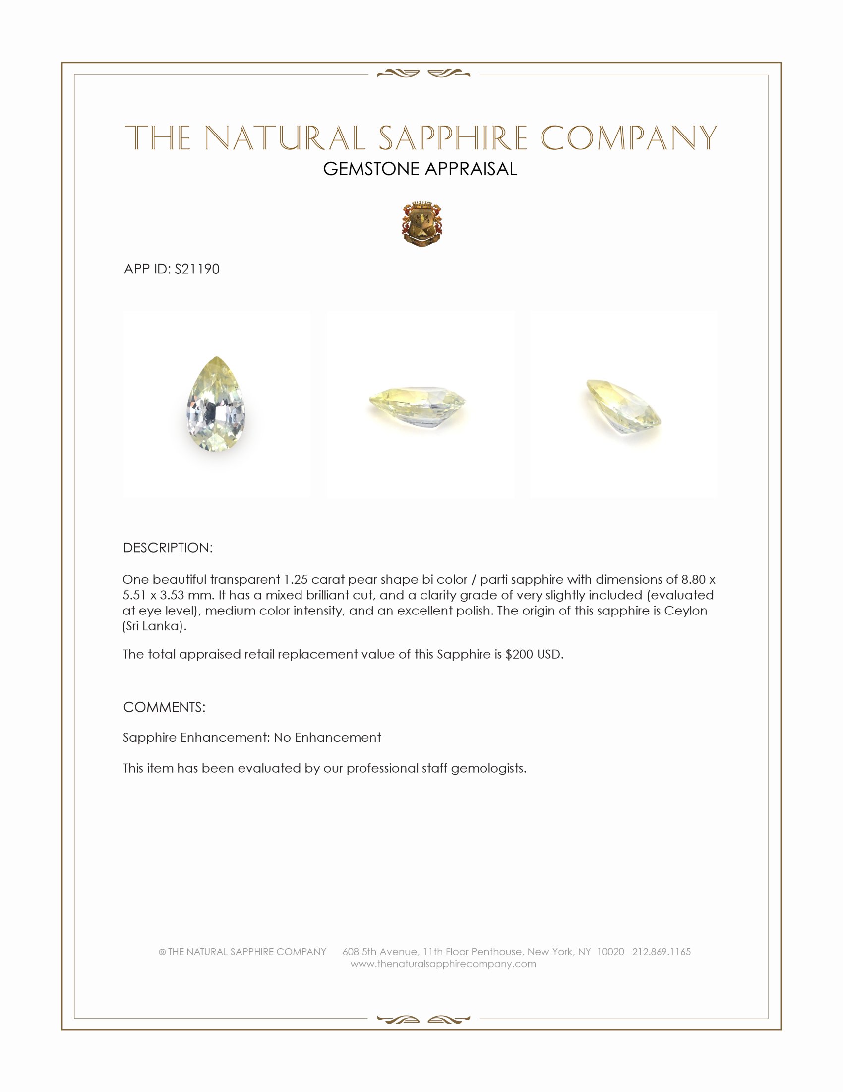 1.25 Ct. Bi Color / Parti Sapphire from Ceylon (Sri Lanka)