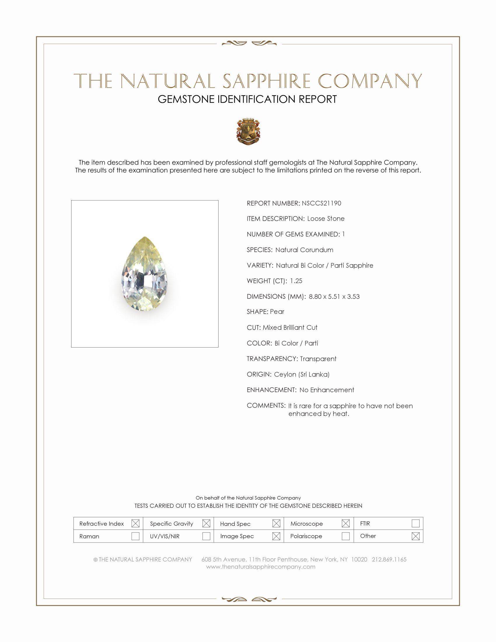 1.25 Ct. Bi Color / Parti Sapphire from Ceylon (Sri Lanka)