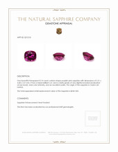 0.74 Ct. Purplish Pink Sapphire from Ceylon (Sri Lanka) Appraisal