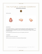 1.17 Ct. Padparadscha Sapphire from Ceylon (Sri Lanka) Appraisal