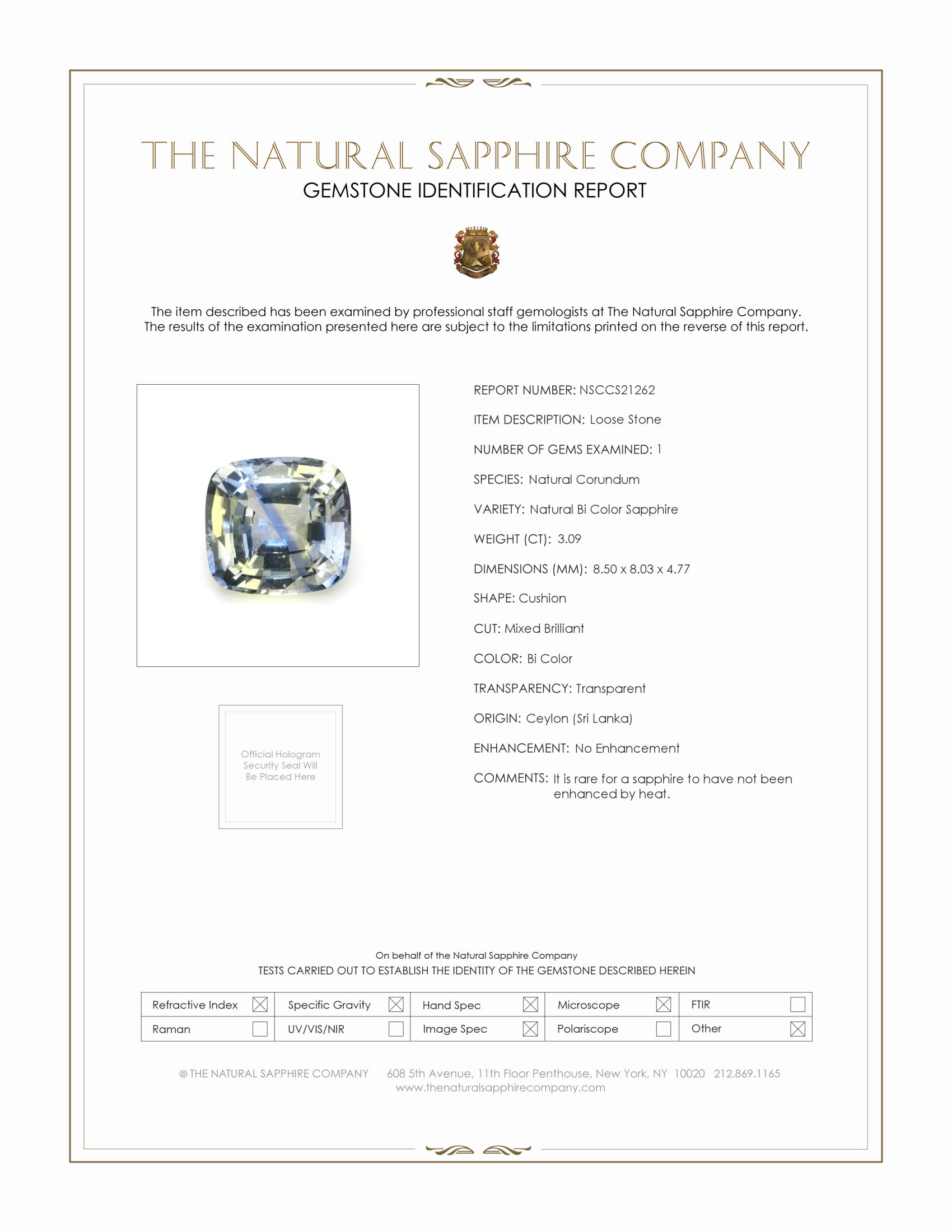 3.09 Ct. Bi Color Sapphire from Ceylon (Sri Lanka)