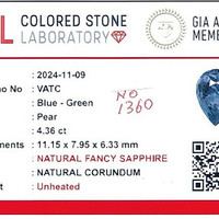 4.36 Ct. Greenish Blue Sapphire from Ceylon (Sri Lanka) Scan Report
