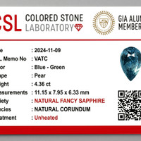 4.36 Ct. Greenish Blue Sapphire from Ceylon (Sri Lanka) Scan Report