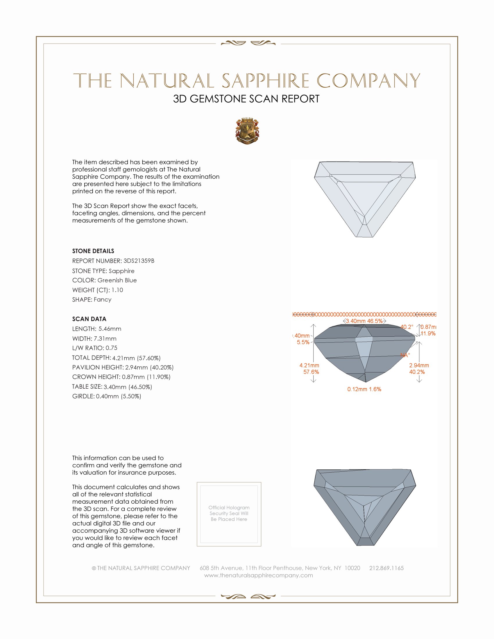 1.10 Ct. Greenish Blue Sapphire from Madagascar