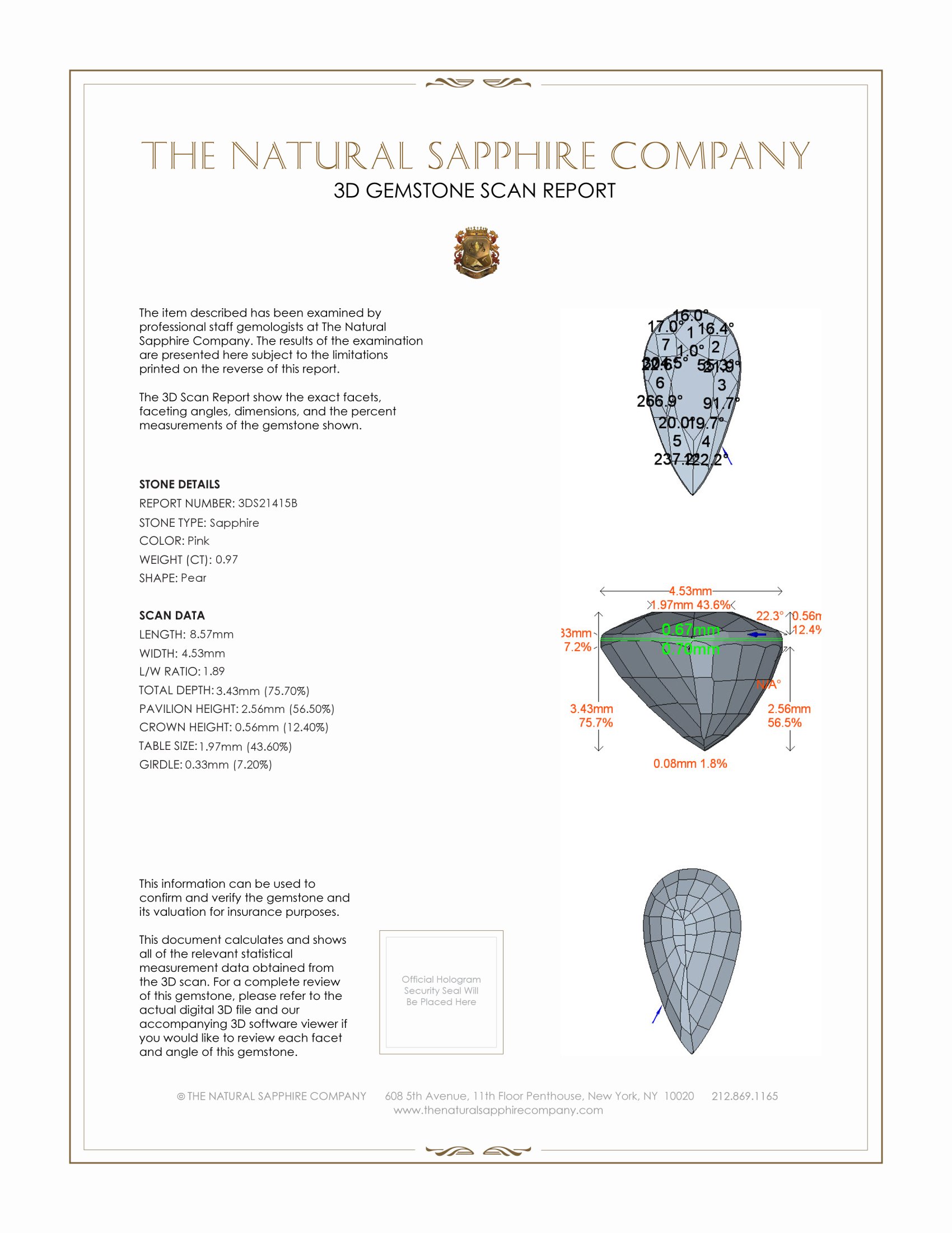 0.97 Ct. Pink Sapphire from Ceylon (Sri Lanka)