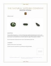 1.11 Ct. Green Sapphire from Thailand Appraisal