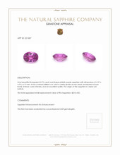 0.72 Ct. Pinkish Purple Sapphire from Ceylon (Sri Lanka) Appraisal