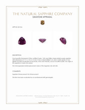 1.80 Ct. Pinkish Purple Sapphire from Ceylon (Sri Lanka) Appraisal