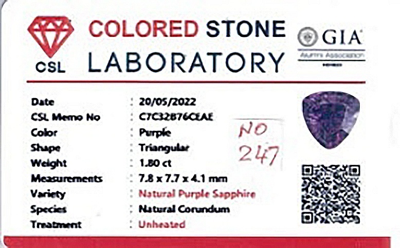 1.80 Ct. Pink Sapphire from Ceylon (Sri Lanka)