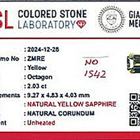 2.03 Ct. Yellow Sapphire from Ceylon (Sri Lanka) Scan Report