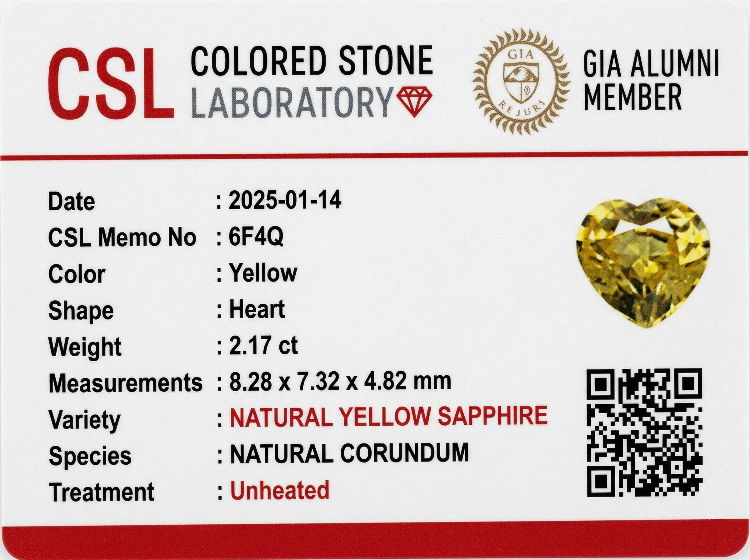 2.17 Ct. Yellow Sapphire from Ceylon (Sri Lanka)
