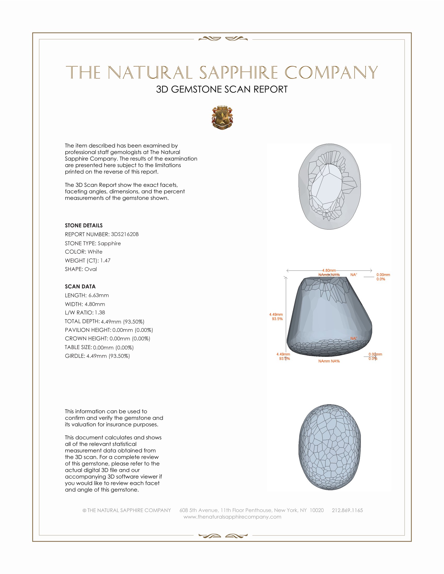 1.47 Ct. White Star Sapphire from Ceylon (Sri Lanka)