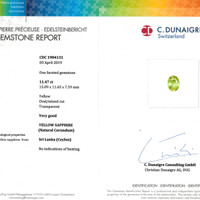 11.47 Ct. Yellow Sapphire from Ceylon (Sri Lanka) Scan Report