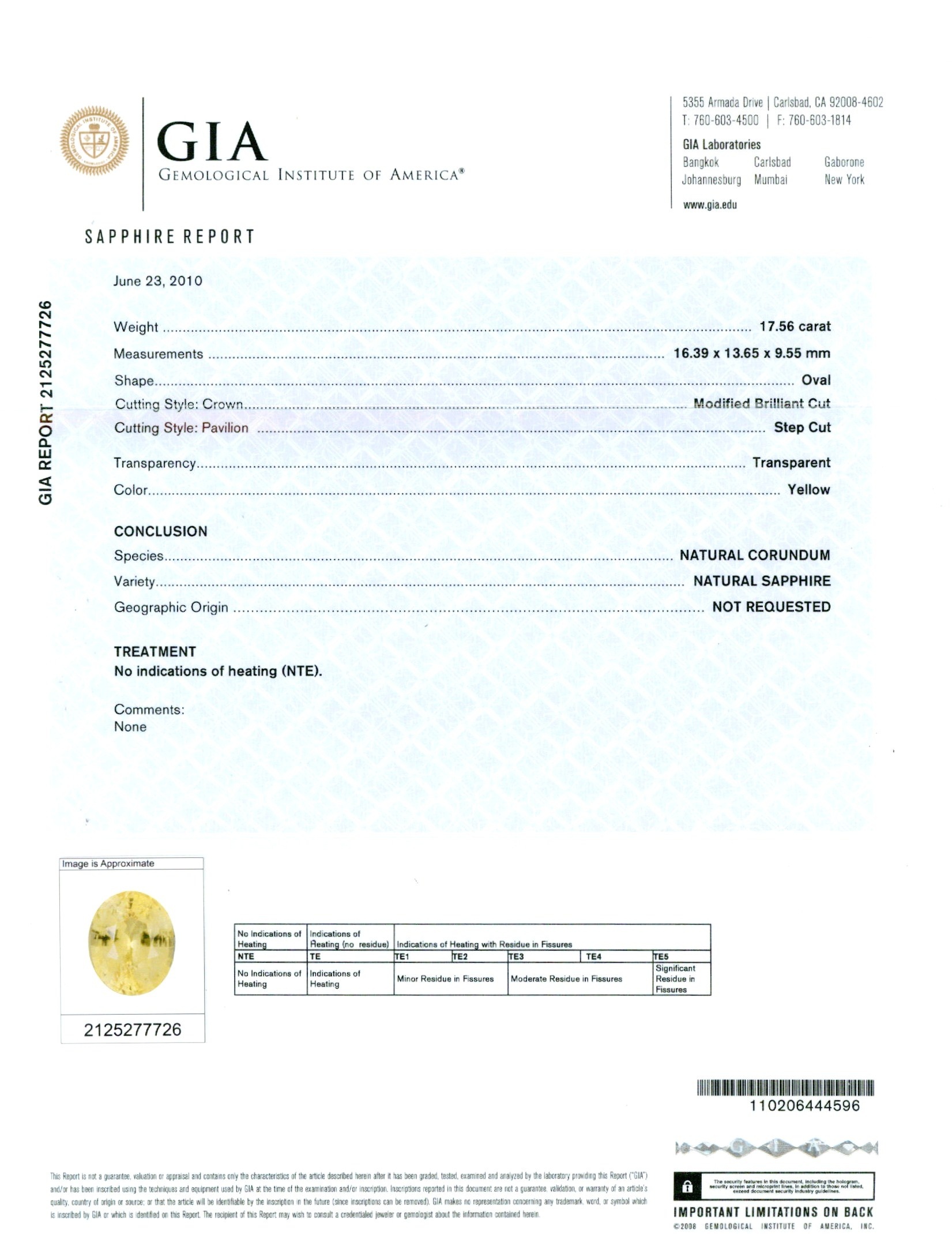 17.56 Ct. Yellow Sapphire from Ceylon (Sri Lanka)