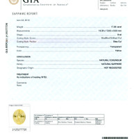 17.56 Ct. Yellow Sapphire from Ceylon (Sri Lanka) Scan Report