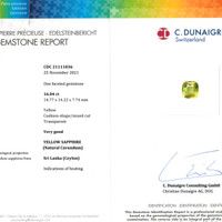 16.04 Ct. Yellow Sapphire from Ceylon (Sri Lanka) Scan Report