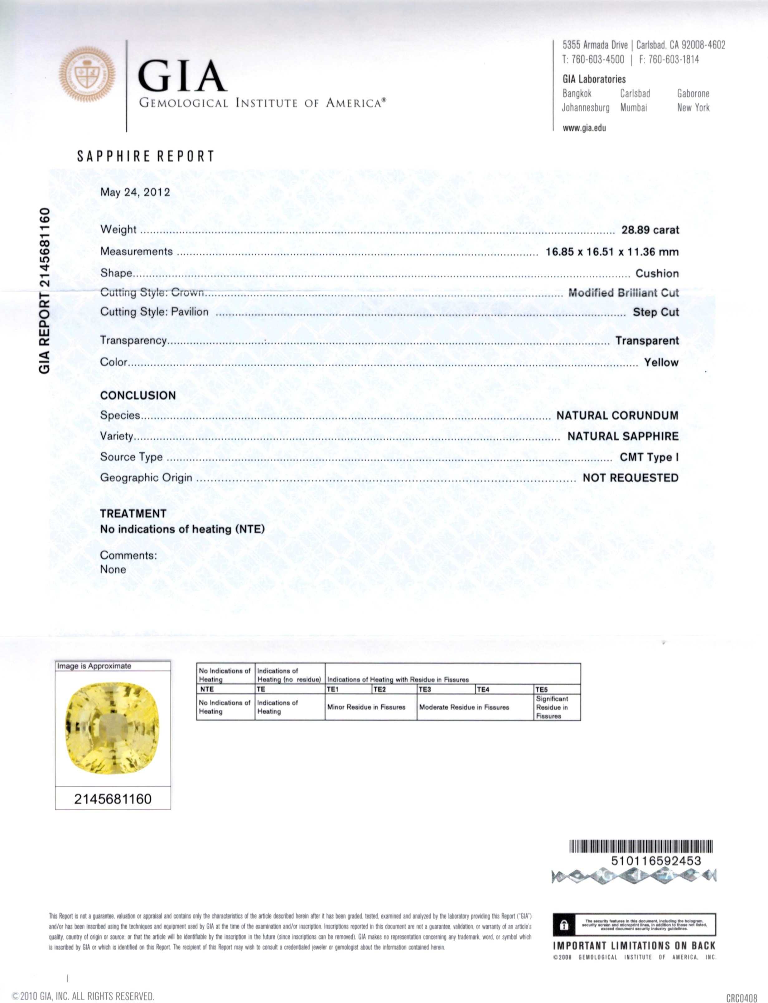 28.89 Ct. Yellow Sapphire from Ceylon (Sri Lanka)