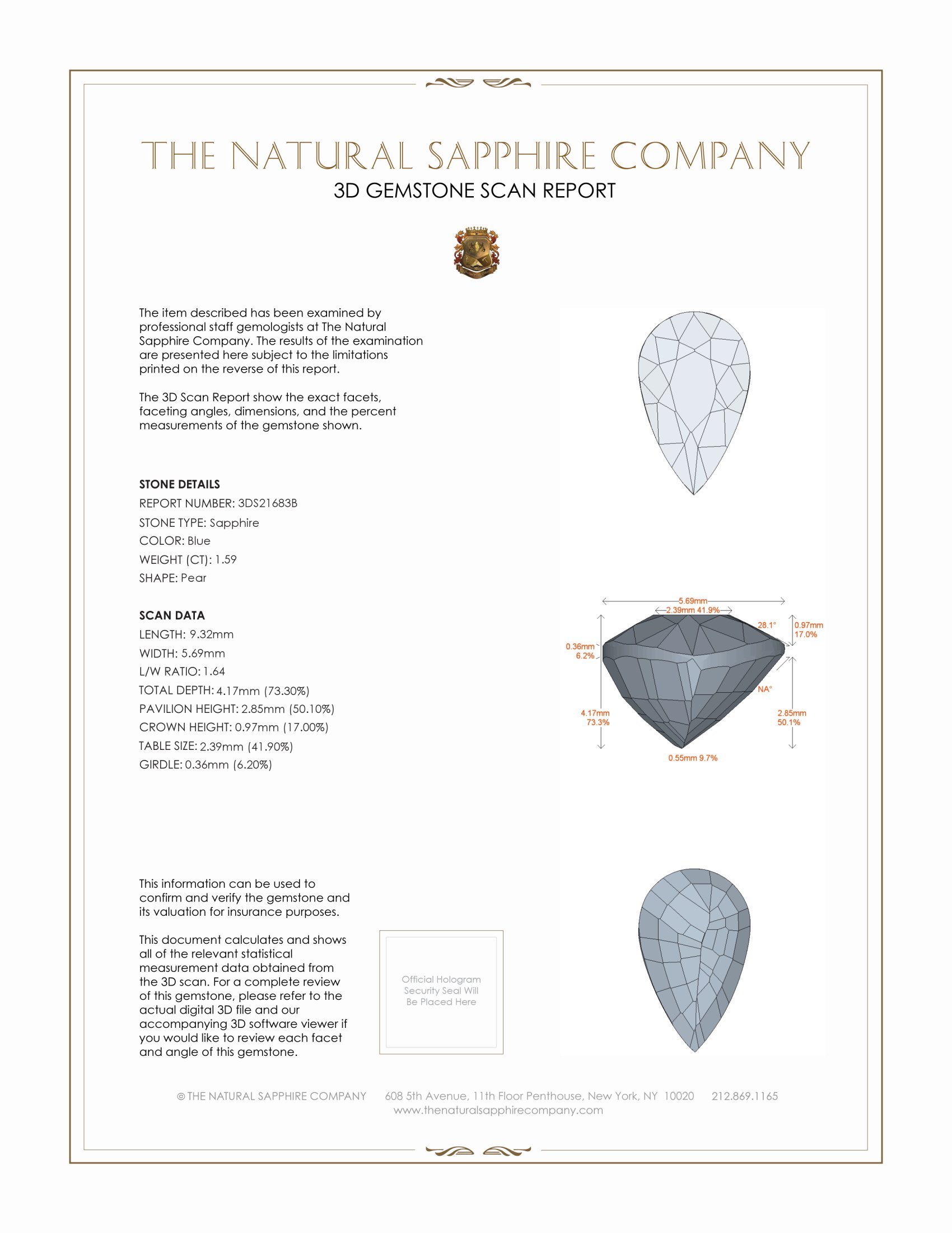 1.59 Ct. Blue Sapphire from Ceylon (Sri Lanka)