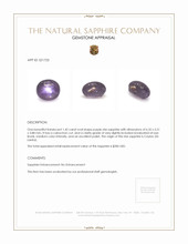 1.42 Ct. Purple Star Sapphire from Ceylon (Sri Lanka) Appraisal