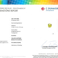 10.55 Ct. Yellow Sapphire from Ceylon (Sri Lanka) Scan Report