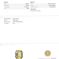 18.27 Ct. Yellow Sapphire from Ceylon (Sri Lanka) Scan Report