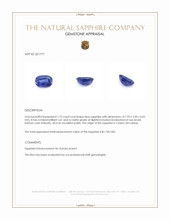1.72 Ct. Blue Sapphire from Ceylon (Sri Lanka) Appraisal