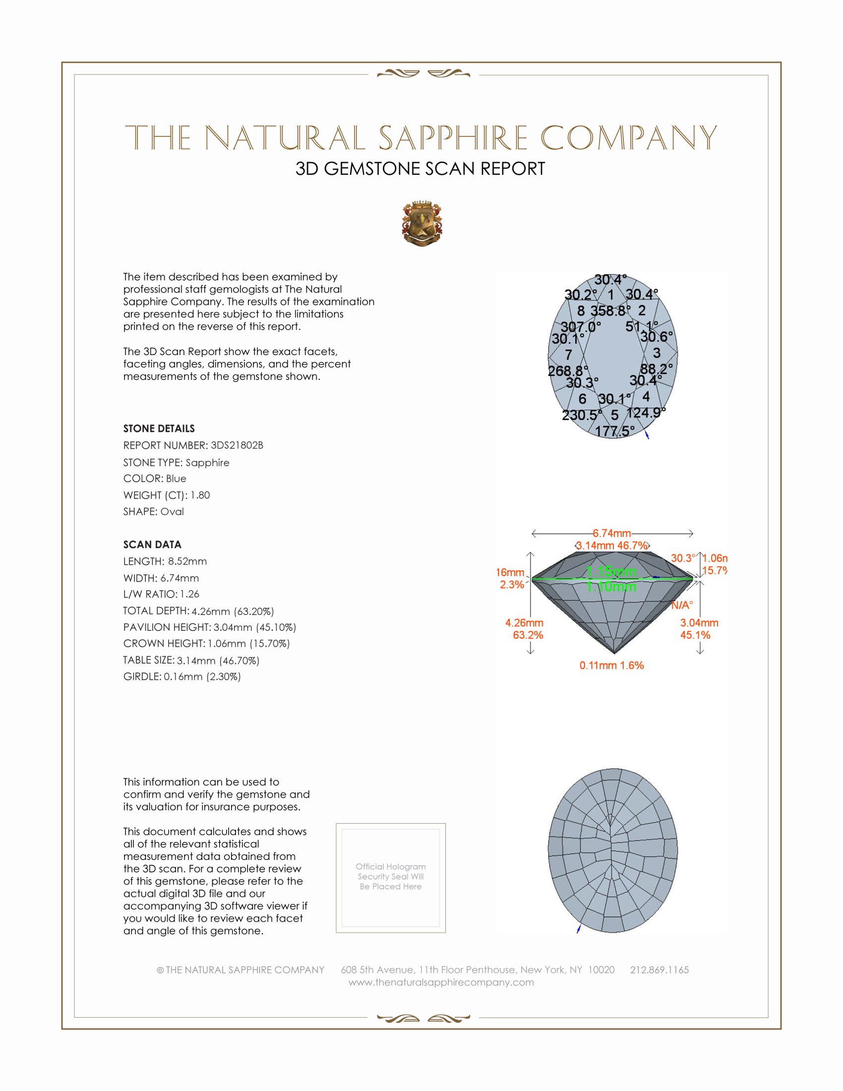 1.80 Ct. Blue Sapphire from Ceylon (Sri Lanka)