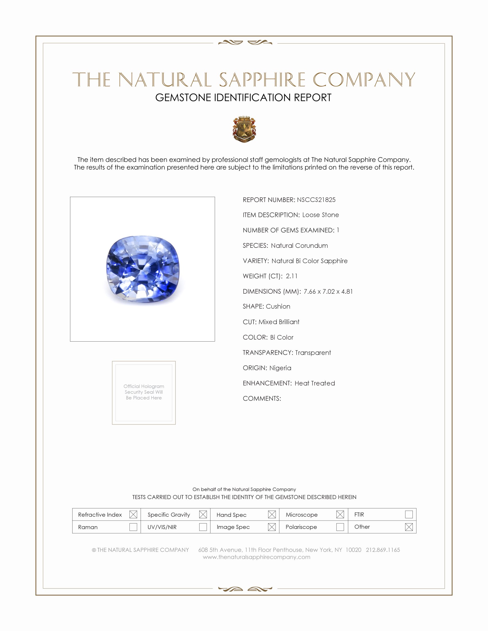 2.11 Ct. Bi Color Sapphire from Nigeria