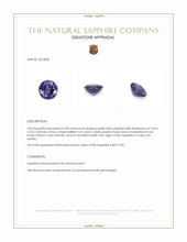 0.78 Ct. Purplish Blue Sapphire from Ceylon (Sri Lanka) Appraisal