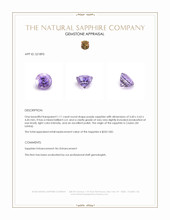 1.11 Ct. Purple Sapphire from Ceylon (Sri Lanka) Appraisal
