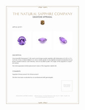1.08 Ct. Purple Sapphire from Ceylon (Sri Lanka) Appraisal