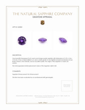 0.65 Ct. Purple Sapphire from Ceylon (Sri Lanka) Appraisal