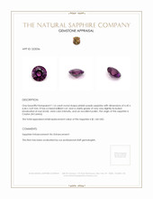 1.16 Ct. Pinkish Purple Sapphire from Ceylon (Sri Lanka) Appraisal