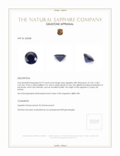 0.73 Ct. Blue Sapphire from Ceylon (Sri Lanka) Appraisal