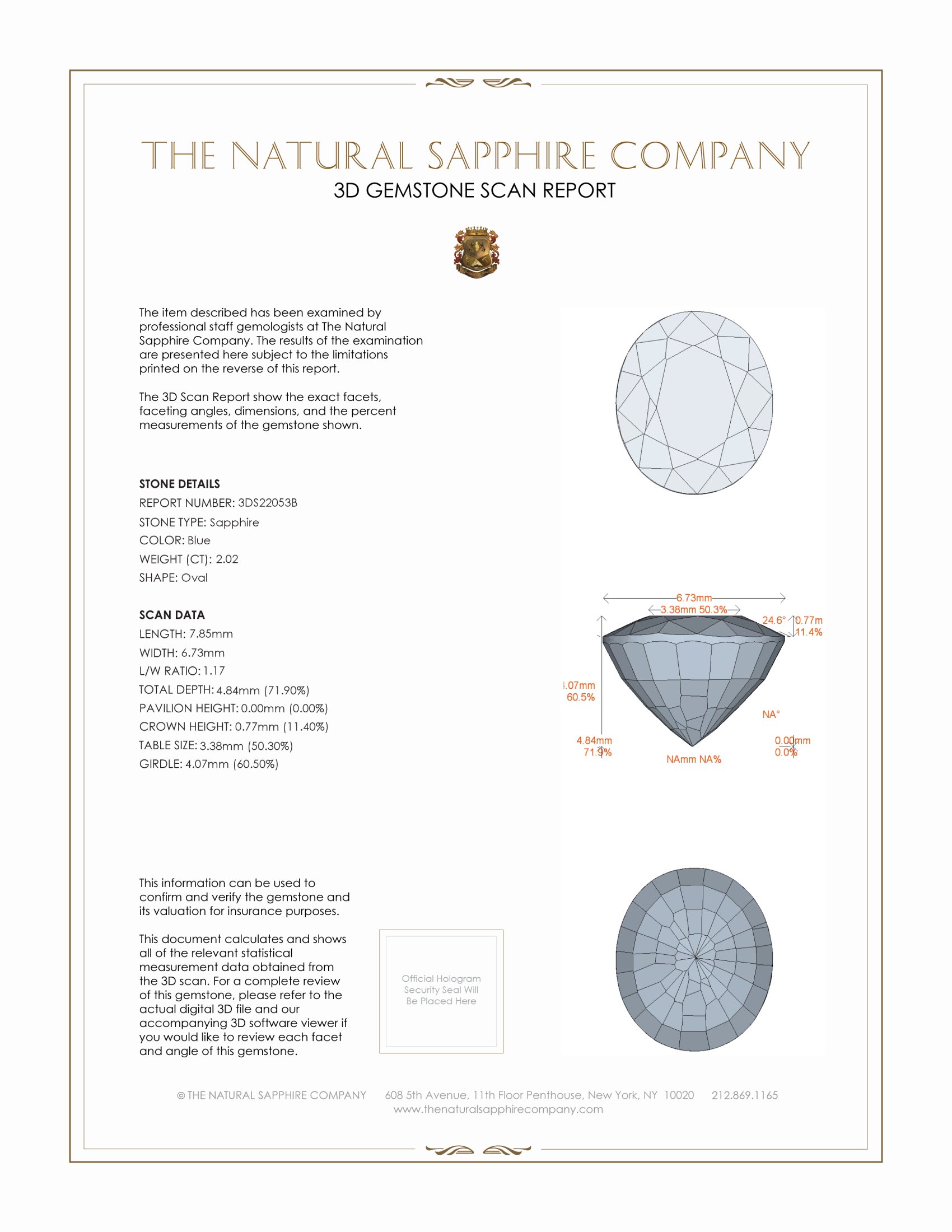 2.02 Ct. Blue Sapphire from Ceylon (Sri Lanka)