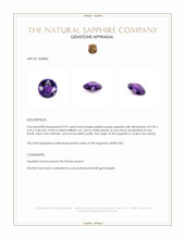 0.92 Ct. Pinkish Purple Sapphire from Ceylon (Sri Lanka) Appraisal