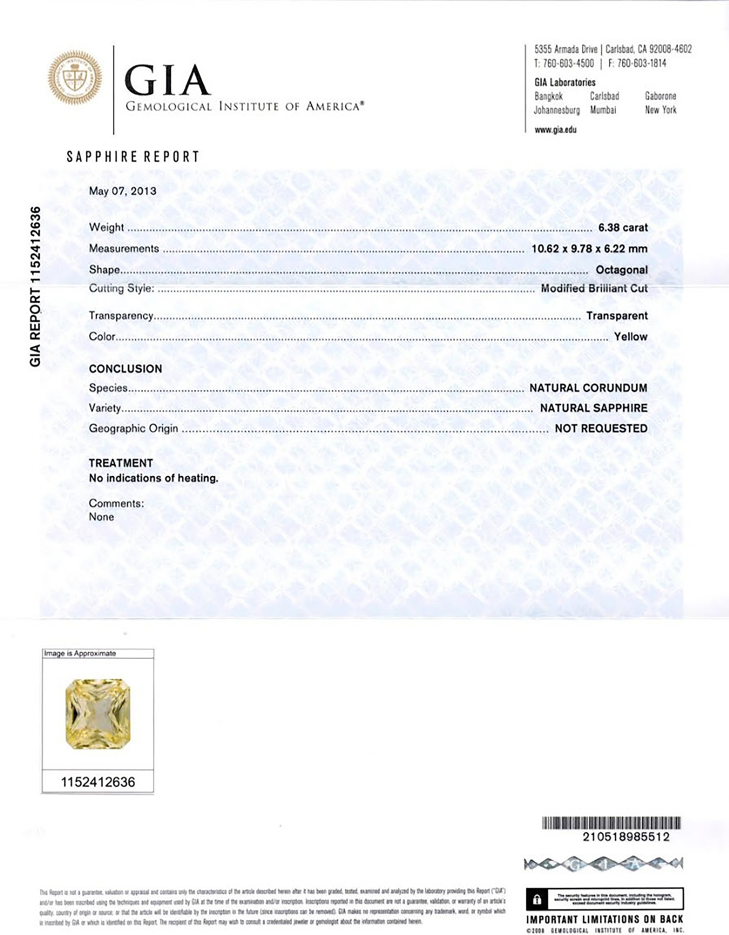 6.38 Ct. Yellow Sapphire from Ceylon (Sri Lanka)