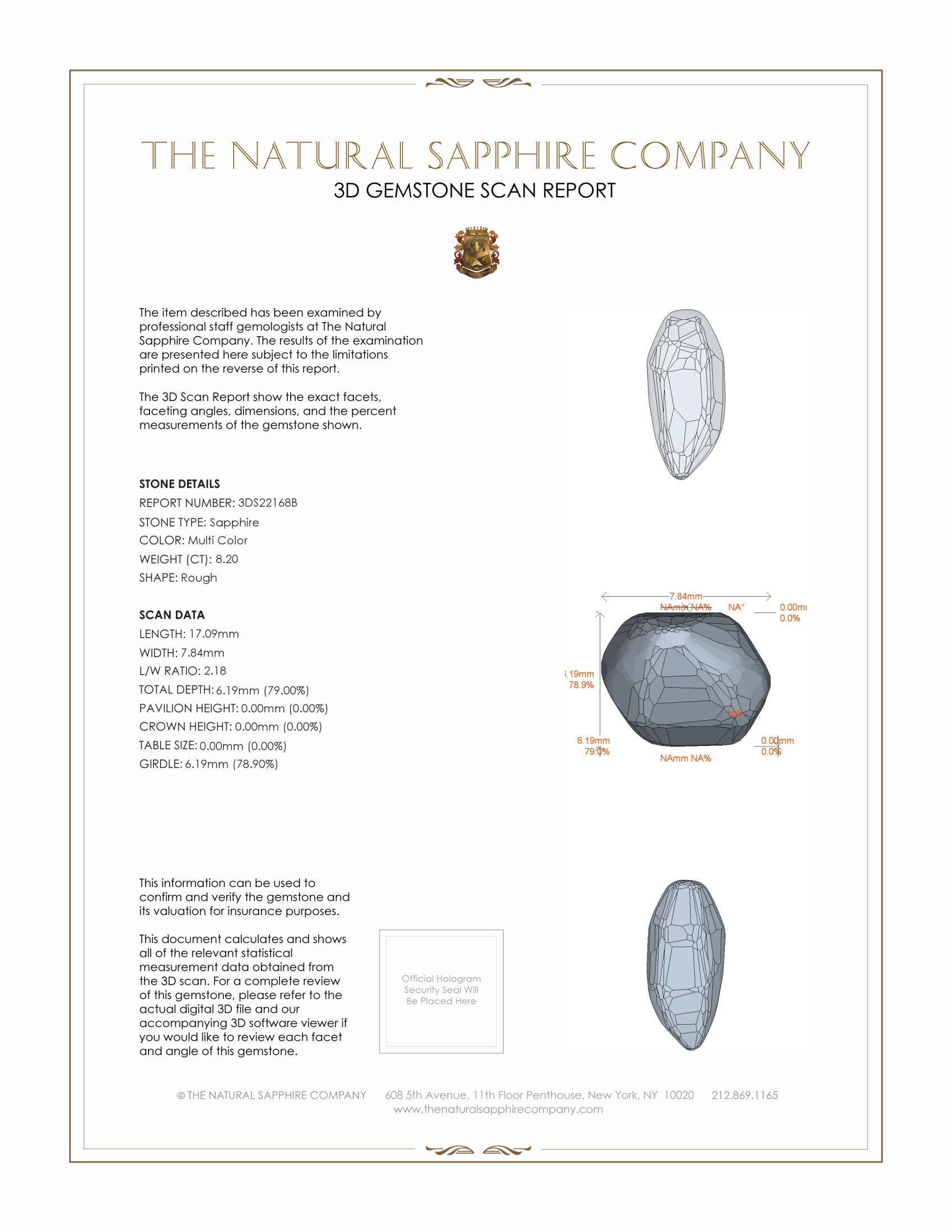 8.20 Ct. White Rough Sapphire from Ceylon (Sri Lanka)