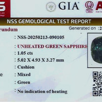 1.05 Ct. Green Sapphire from Ceylon (Sri Lanka) Scan Report