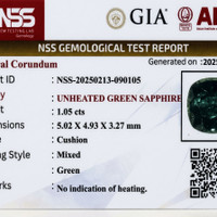 1.05 Ct. Green Sapphire from Ceylon (Sri Lanka) Scan Report