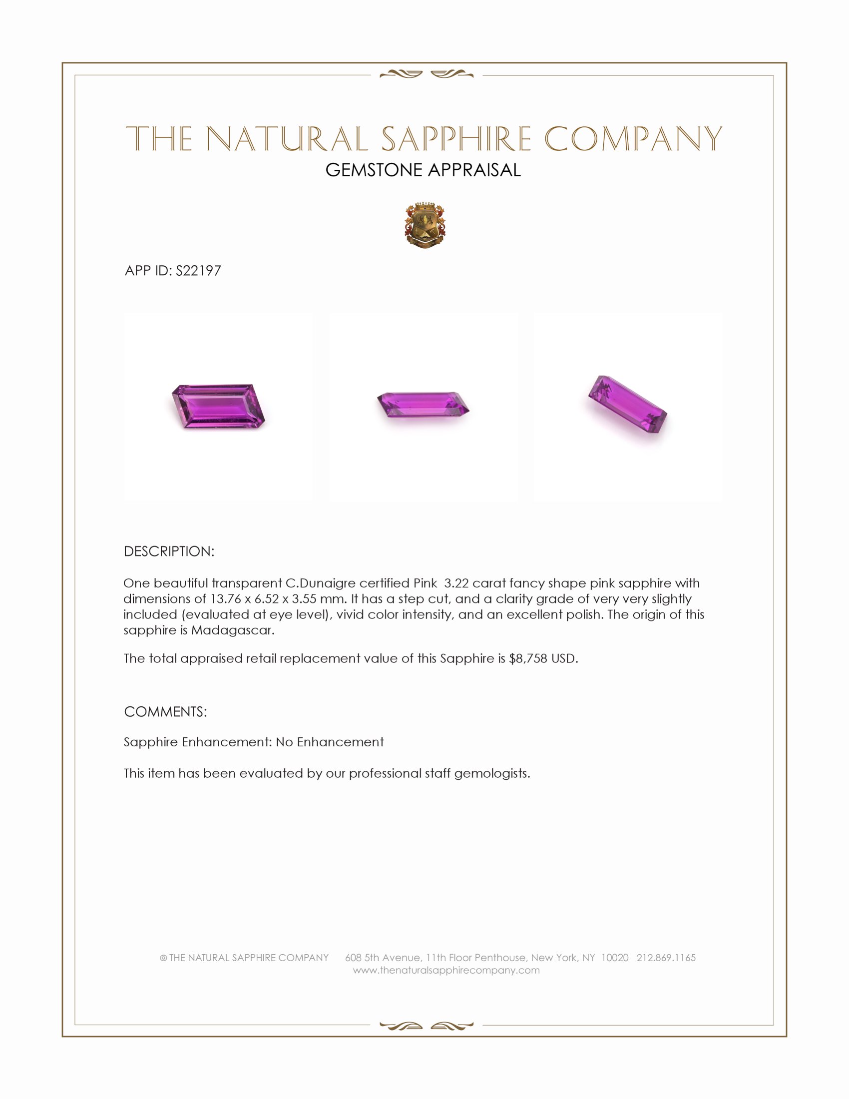 3.22 Ct. Pink Sapphire from Madagascar