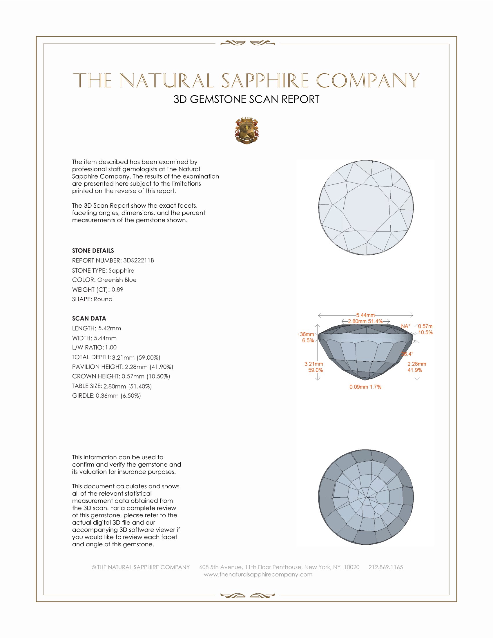 0.89 Ct. Greenish Blue Sapphire from Ceylon (Sri Lanka)