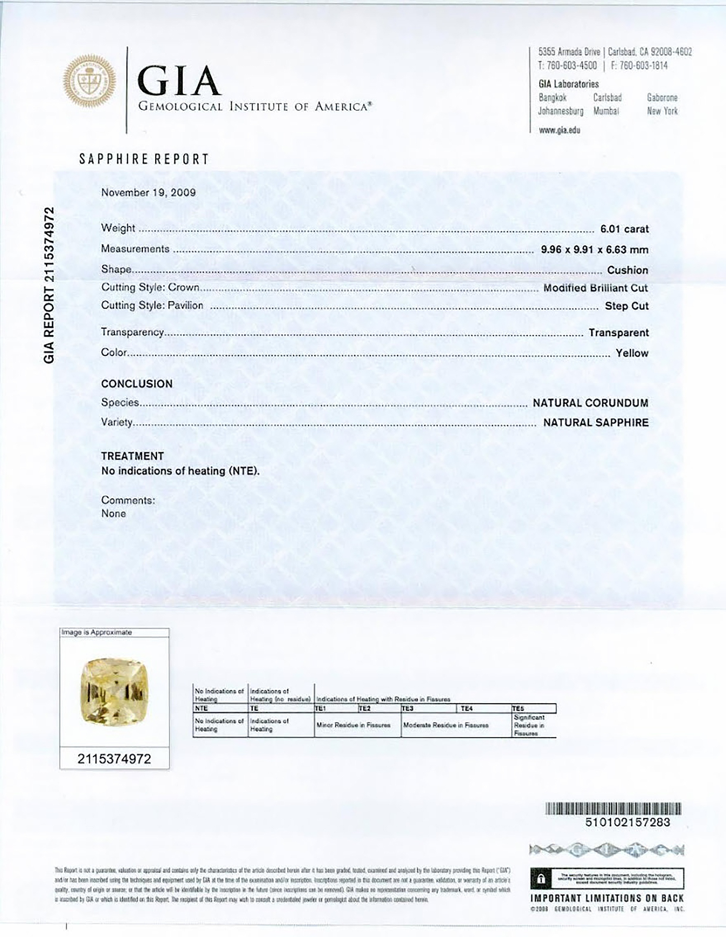 6.01 Ct. Yellow Sapphire from Ceylon (Sri Lanka)