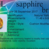 6.16 Ct. Yellow Sapphire from Ceylon (Sri Lanka) Scan Report